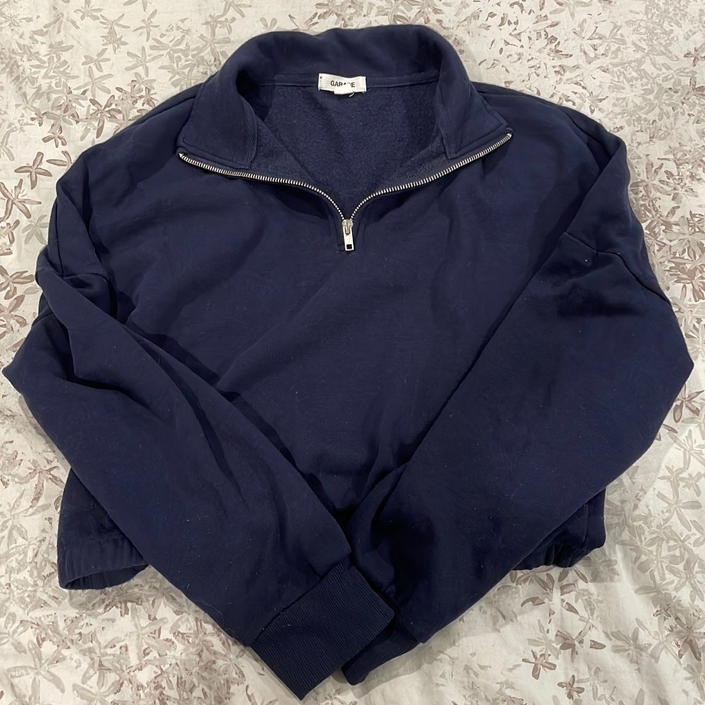 Cropped quarter zip sweatshirt